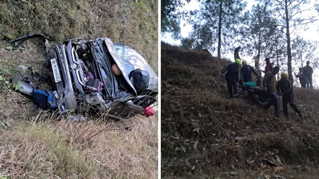 अल्मोड़ा में दर्दनाक हादसा: खाई में गिरी ब्रेजा, 11 माह के मासूम समेत 3 की मौत