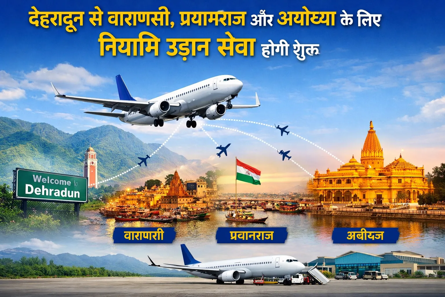 देहरादून से वाराणसी, प्रयागराज और अयोध्या के लिए नियमित उड़ान सेवा होगी शुरू